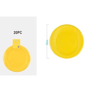 TÁNYÉR PAPÍR SÁRGA 23CM 20DB-OS