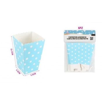 POPCORN DOBOZ KÉK PÖTTYÖS 5,5X11,5CM 6DB-OS