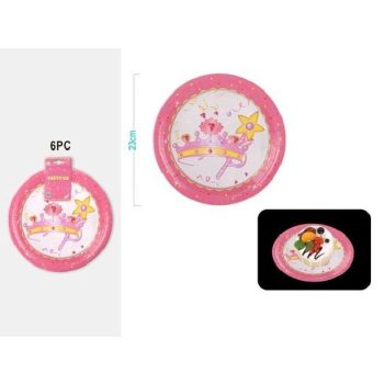 TÁNYÉR PAPÍR PRINCESS 23CM 6DB-OS