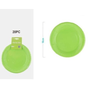 TÁNYÉR PAPÍR NEONZÖLD 18CM 20DB-OS
