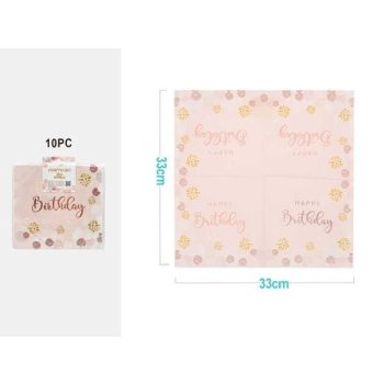   SZALVÉTA PAPÍR RÓZSASZÍN "HAPPY BIRTHDAY" 33CM 10DB-OS