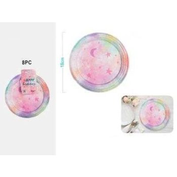 TÁNYÉR PAPÍR SZÍNES 18CM 8DB-OS