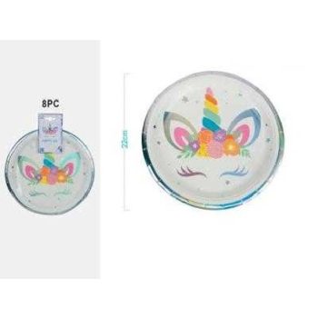 TÁNYÉR PAPÍR UNIKORNIS 23CM 6DB-OS