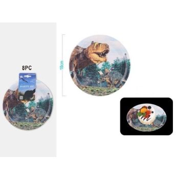 TÁNYÉR PAPÍR DÍNÓ 18CM 8DB-OS