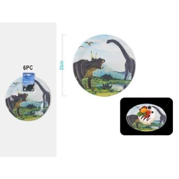 TÁNYÉR PAPÍR DÍNÓ 23CM 6DB-OS