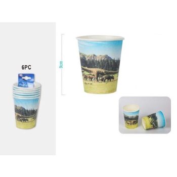 POHÁR PAPÍR DÍNÓ 9CM 6DB-OS