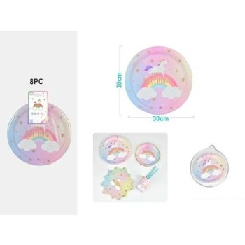   TÁNYÉR PAPÍR UNIKORNIS "HAPPY BIRTHDAY" 23CM 6DB-OS