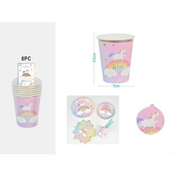   POHÁR PAPÍR UNIKORNIS "HAPPY BIRTHDAY" 9CM 6DB-OS