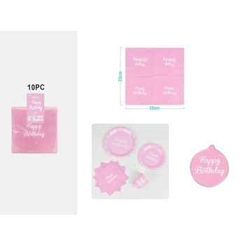   SZALVÉTA PAPÍR RÓZSASZÍN "HAPPY BIRTHDAY" 33CM 10DB-OS