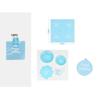   SZALVÉTA PAPÍR KÉK "HAPPY BIRTHDAY" 33CM 10DB-OS