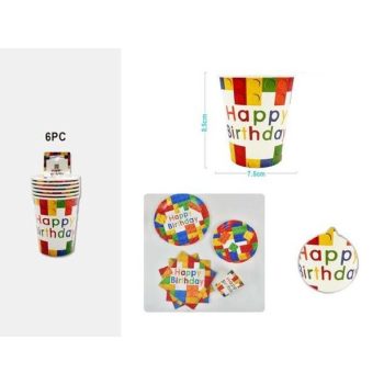 POHÁR PAPÍR ÉPÍTŐKOCKA 9CM 6DB-OS