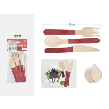 EVŐESZKÖZ SZETT PIROS 16CM 12DB-OS (4SZETT)