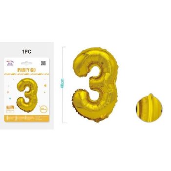 LUFI SZÁMOS "3" M:40CM ARANY