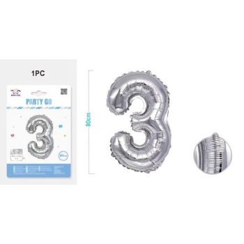 LUFI SZÁMOS "3" M:80CM EZÜST