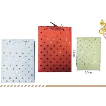 AJÁNDÉKTÁSKA CSILLOGÓ 26X32X10CM 3F.