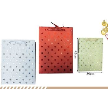 AJÁNDÉKTÁSKA CSILLOGÓ 30X42X12CM 3F.