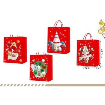 KARÁCSONYI AJÁNDÉKTASAK 41,5X30X12CM 4F. PIROS