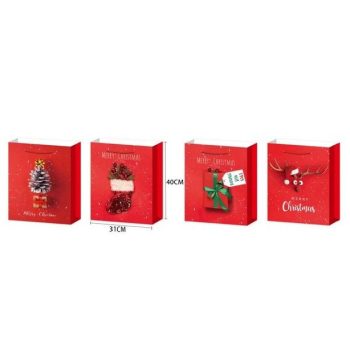 KARÁCSONYI AJÁNDÉKTÁSKA 31X40X12CM PIROS