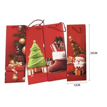 KARÁCSONYI BOROSTÁSKA 12X35X9CM PIROS