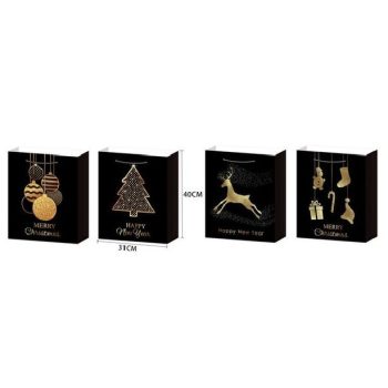 KARÁCSONYI AJÁNDÉKTÁSKA 31X40X12CM FEKETE