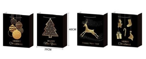 KARÁCSONYI AJÁNDÉKTÁSKA 31X40X12CM FEKETE