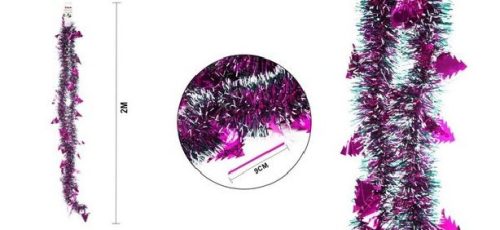 GIRLAND FENYŐ DEKORRAL LILÁS 2M