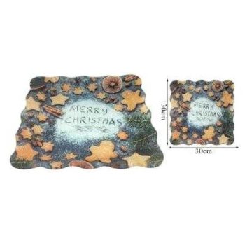   KÍNÁLÓ ÜVEG NÉGYZET HULLÁMOS SZÉL KARÁCSONYI 30X30CM VEGYES MINTA