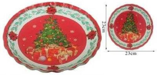 KÍNÁLÓ ÜVEG KEREK HULLÁMOS SZÉL KARÁCSONYI 23X23CM