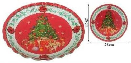 KÍNÁLÓ ÜVEG KEREK HULLÁMOS SZÉL KARÁCSONYI 28X28CM