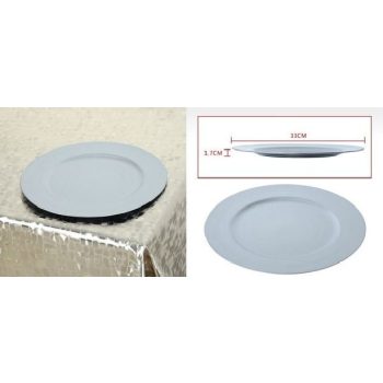 TÁNYÉR LAPOS EZÜST 33X1,7CM