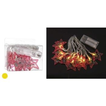   FÉNYFÜZÉR BELTÉRI PIROS CSILLAG NAGY FÉNYEREJŰ,MELEG FÉNYŰ, ELEMES 3M (ELEM NÉLK