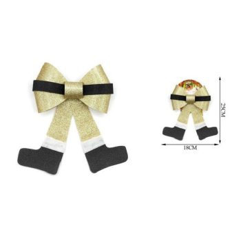 KARÁCSONYI DÍSZ MASNI LÁBAKKAL CSILLOGÓS ARANY 18X25CM