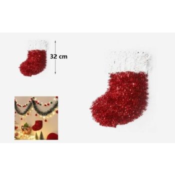 KARÁCSONYI DÍSZ FÜGGŐ MIKULÁS CSIZMA 32CM