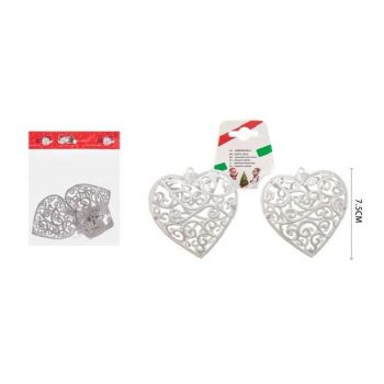 KARÁCSONYI DÍSZ SZÍV 2DB-OS 7,5CM