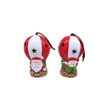   KARÁCSONYI KERÁMIA DÍSZ FÜGGŐ MELEGÍTŐLÁMPA "HŐLÉGBALLON" 2F.