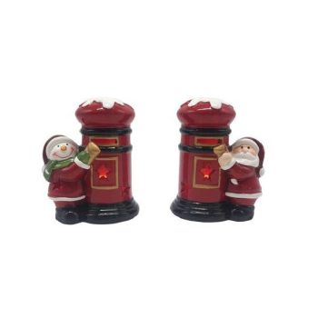   KARÁCSONYI KERÁMIA DÍSZ  MELEGÍTŐLÁMPA "POSTALÁDA" 2F.