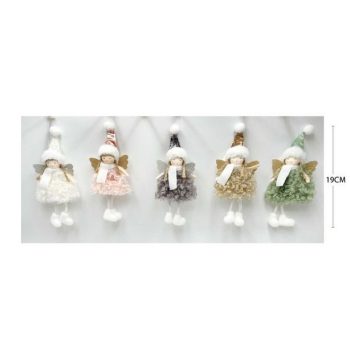 FÜGGŐDÍSZ KARÁCSONYI ANGYAL 19CM 5F.