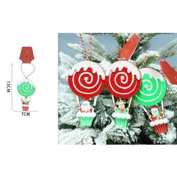 KARÁCSONYI NYALÓKA LÓGÓ DÍSZ 13X7CM 3F.