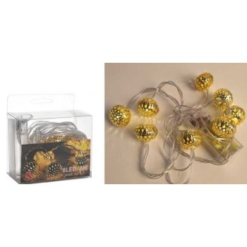 KARÁCSONYI ÉGŐSOR 3,2CM ARANY GOLYÓ 8DB 2M