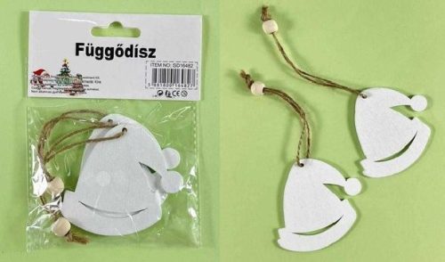 KARÁCSONYI FÜGGŐDÍSZ FA MIKULÁS SAPKA 2DB 7CM