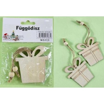 KARÁCSONYI FÜGGŐDÍSZ FA AJÁNDÉKDOBOZ 2DB 7CM