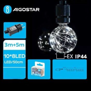   FÉNYFÜZÉR KÜLTÉRI G50 IZZÓ HIDEG FEHÉR 3+5M 10LED 8FUNKCIÓ+IDŐZÍTÓ+MEMÓRIA IP44