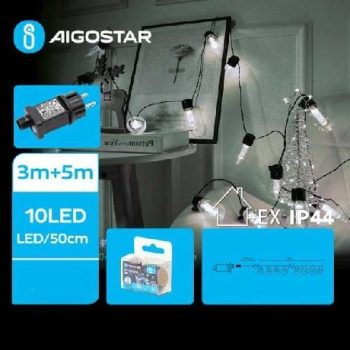   FÉNYFÜZÉR KÜLTÉRI IZZÓ HIDEG FEHÉR 3+5M 10LED 8FUNKCIÓ+IDŐZÍTÓ+MEMÓRIA IP44