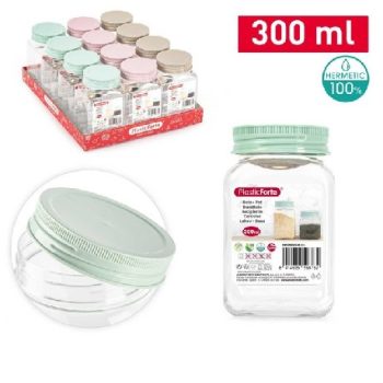 TÁROLÓ 300ML ÁTLÁTSZÓ MŰANYAG CSAVAROS TETEJŰ