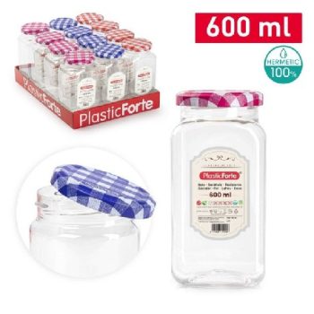 TÁROLÓ 600ML ÁTLÁTSZÓ MŰANYAG CSAVAROS TETEJŰ