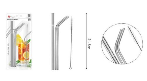 SZÍVÓSZÁL FÉM 21,5CM 4DB-OS + TISZTÍTÓ