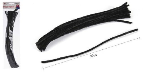 ZSENÍLIA DRÓT 30CM 20DB-OS FEKETE