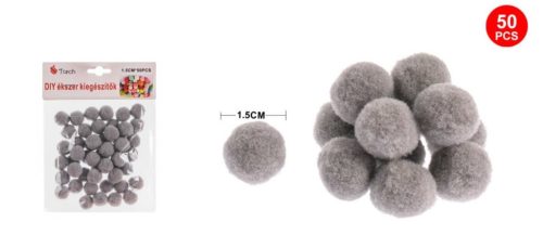 POMPOM SZÜRKE 1,5CM 50DB-OS