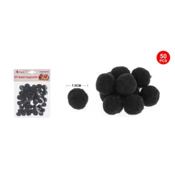 POMPOM FEKETE 1,5CM 50DB-OS