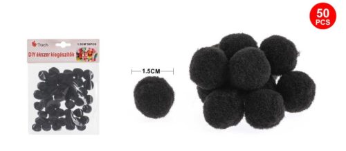 POMPOM FEKETE 1,5CM 50DB-OS